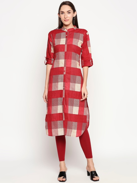 

SALWAR STUDIO Women Pink Checked Handloom Kurta