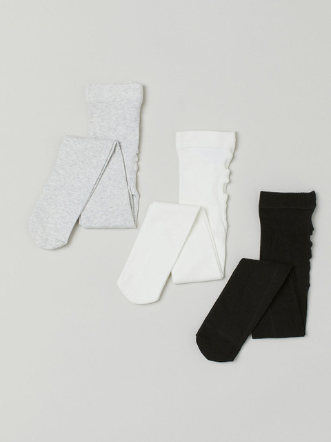 

H&M Girls Grey & Black 3-pack fine-knit tights
