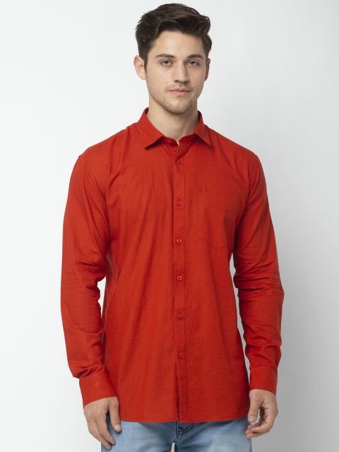 

Rodamo Men Red Slim Fit Solid Cotton Casual Shirt