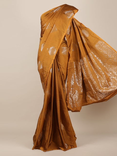 

Pothys Brown & Silver-Toned Silk Cotton Woven Design Saree