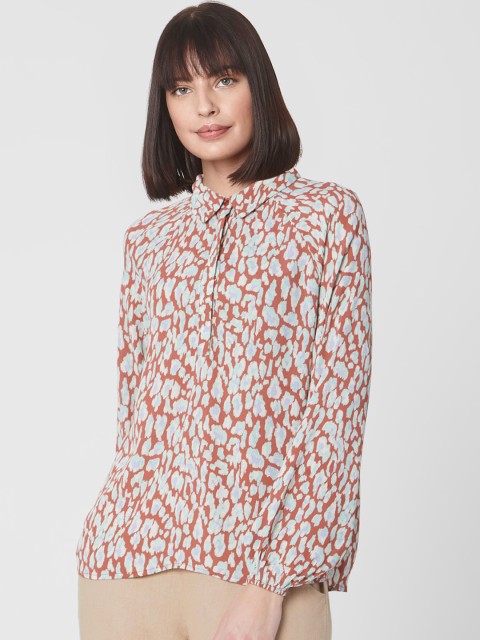 

Vero Moda Women Brown & Blue Printed Casual Shirt