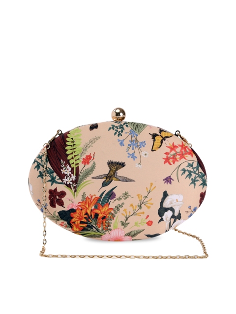 

TRINK Cream-Coloured & Brown Printed Clutch