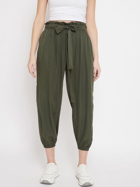 

Color Cocktail Women Olive Green Regular Fit Solid Joggers