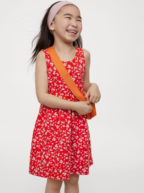 

H&M Girls Red & Off-White Patterned Jersey Dress