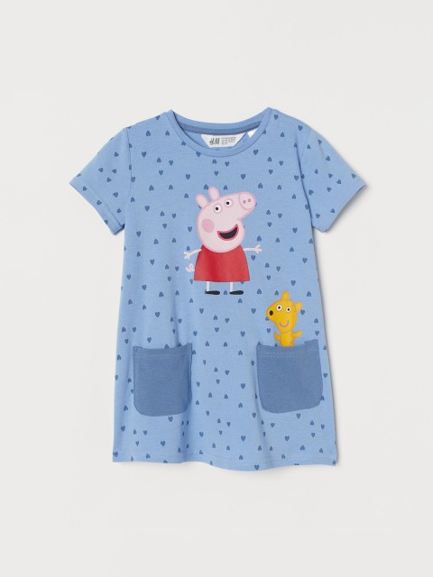 

H&M Girls Blue Printed Dress