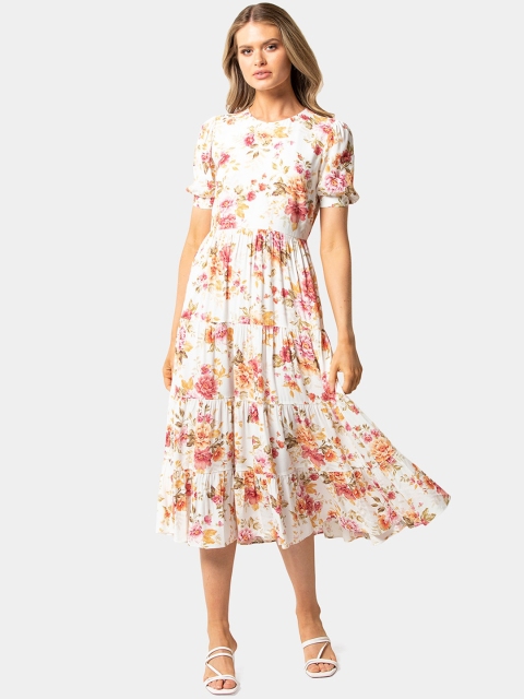 

Forever New Women White Printed Fit and Flare Dress