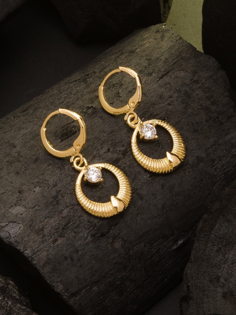 aadita Gold-Toned Contemporary Handcrafted Drop Earrings
