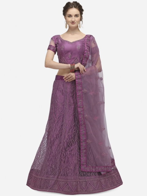 

Netram Lavender Embroidered Semi-Stitched Lehenga & Blouse with Dupatta