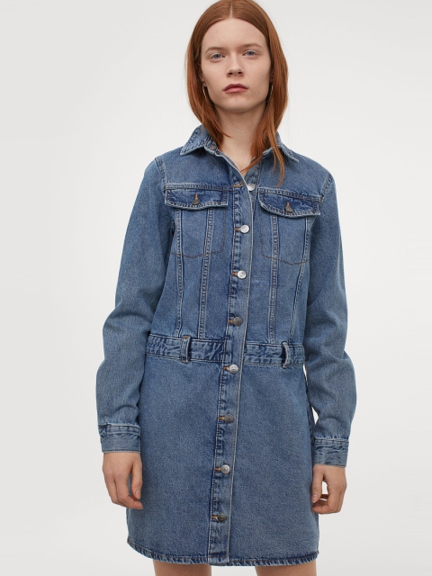 

H&M Women Blue Denim Dress