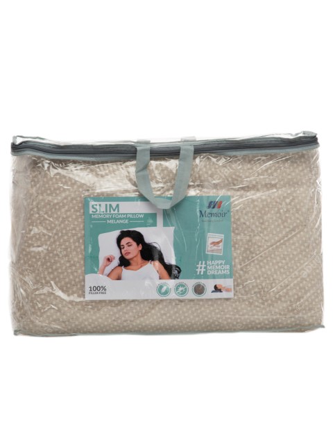 

MEMOIR Beige & White Self-Design Memory Foam Slim Bed Pillow