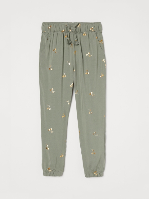 

H&M Girls Green Printed Woven Joggers