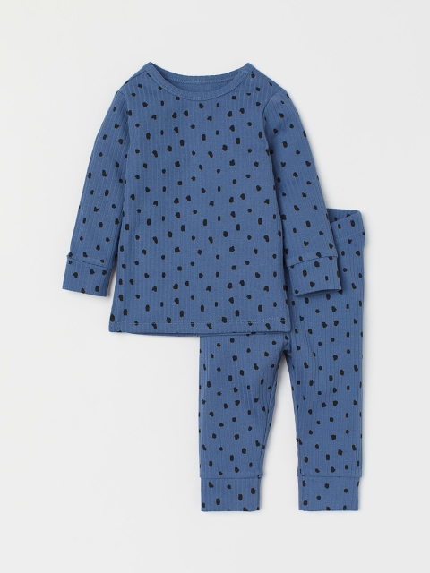 

H&M Kids Blue Printed 2-piece cotton set