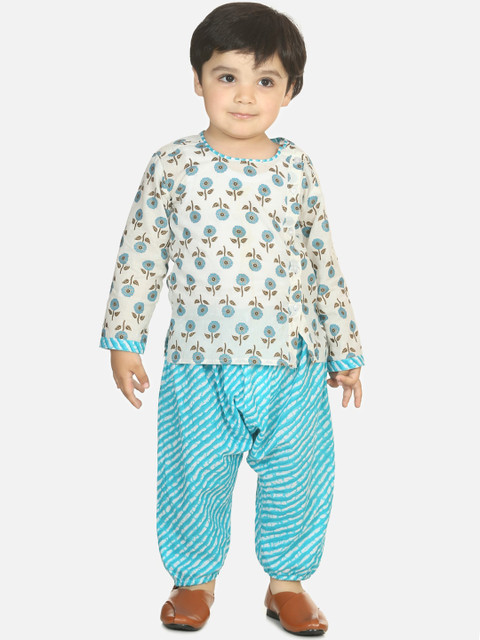 

BownBee Boys Blue & White Printed Kurti with Dhoti Pants