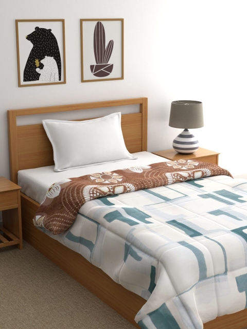 

Raymond Home White & Brown Abstract Mild Winter 110 GSM Single Bed Quilt