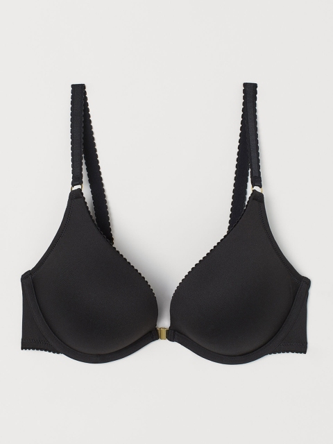 

H&M Black Solid Heavily Padded Underwired Super Push-up Jersey Bra 0960749002