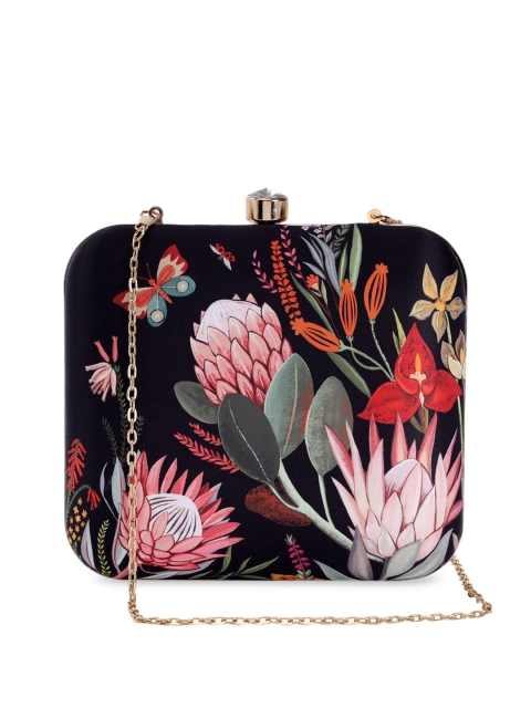 

TRINK Black & Pink Printed Box Clutch