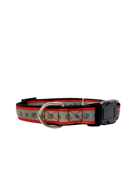 

PETS EMPIRE Grey & Red Printed Reflective Dog Collar