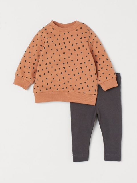 H&M Kids Orange & Grey Printed Sustainable Clothing Set