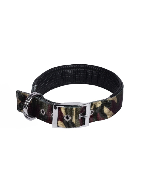 

PETS EMPIRE Olive Green & Beige Camouflage Printed Padded Dog Collar