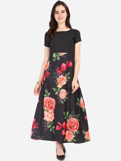 

Silk Bazar Women Black Printed Fit and Flare Dress