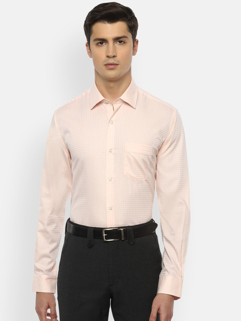 

Van Heusen Men Peach-Coloured Regular Fit Printed Formal Shirt