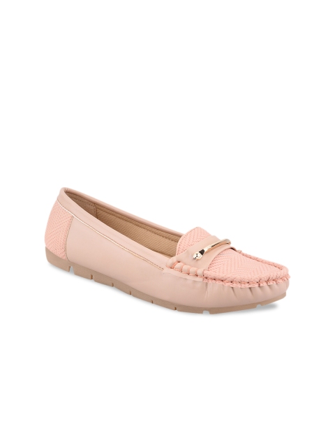 

CALZADO Women Peach-Coloured Textured Loafers