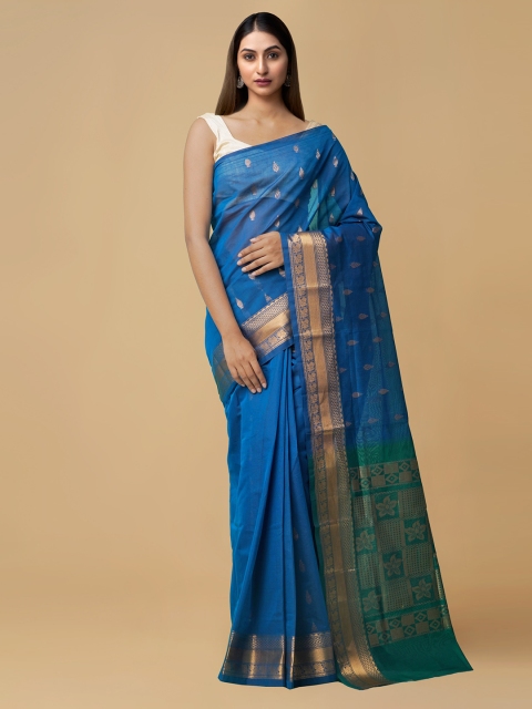 

Unnati Silks Blue Pure Cotton Woven Design Venkatgiri Saree