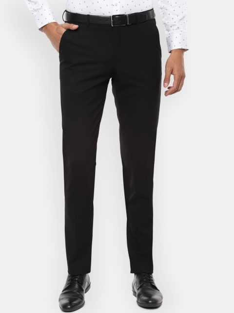 

Van Heusen Men Black Slim Fit Solid Formal Trousers