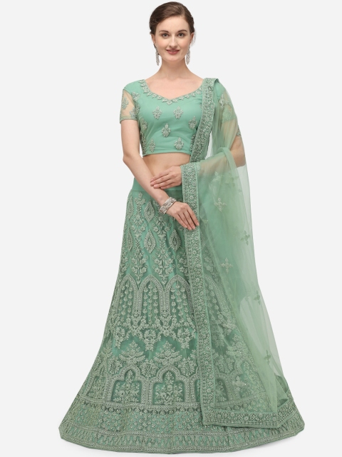 

Netram Lime Green Unstitched Lehenga & Blouse with Dupatta