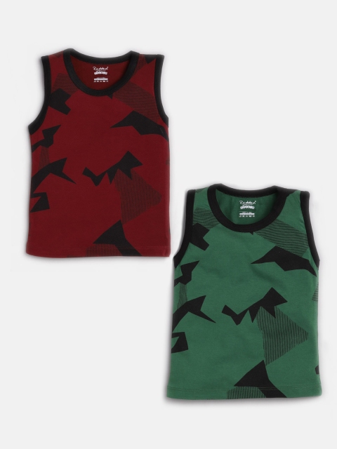 

Redden Boys Pack Of 2 Printed Round Neck T-shirts, Green