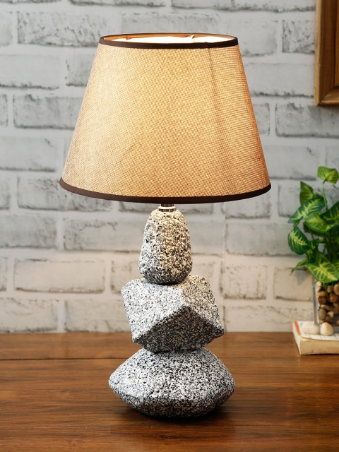 

House Of Accessories Brown & Beige Self Design Contemporary Table Lamp with Shade