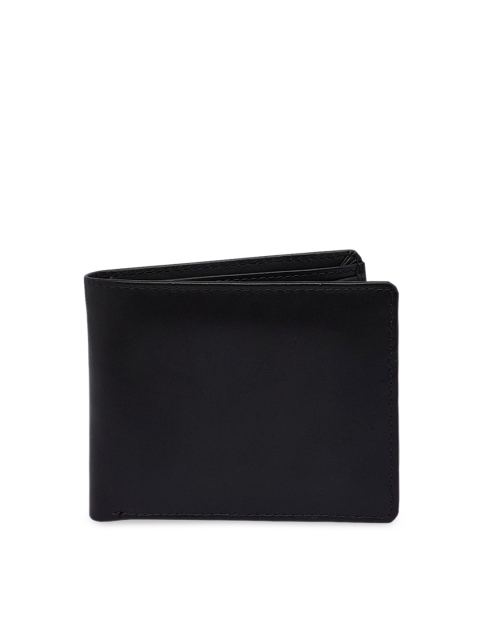 

WENZEST Men Black Solid RFID Leather Two Fold Wallet