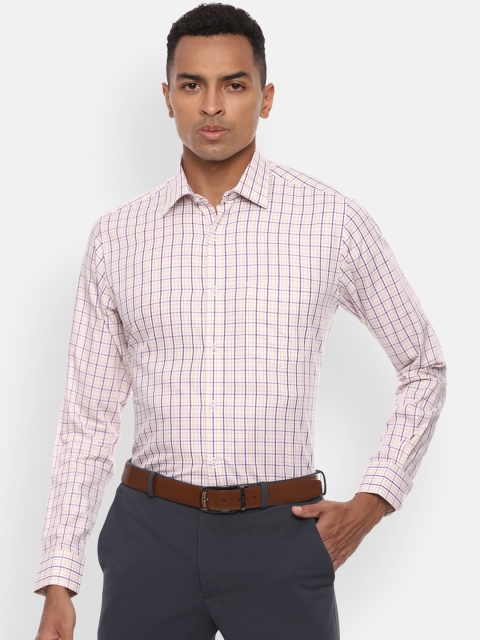 

Van Heusen Men White & Purple Regular Fit Checked Formal Shirt
