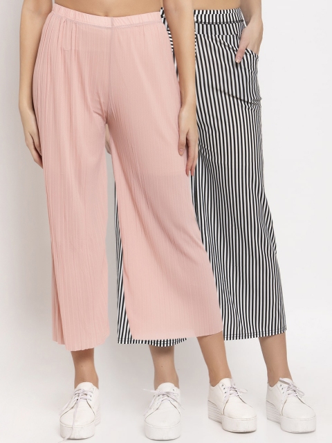 

KLOTTHE Women Pack of 2 Printed Wide Leg Palazzos, Multi