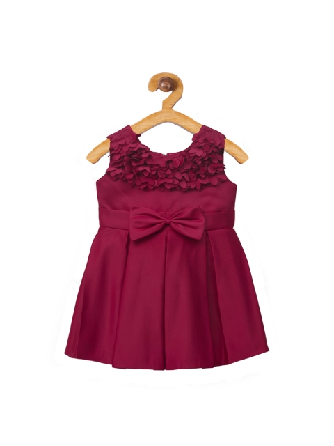 

The Magic Wand Girls Maroon Solid Cotton Fit and Flare Dress