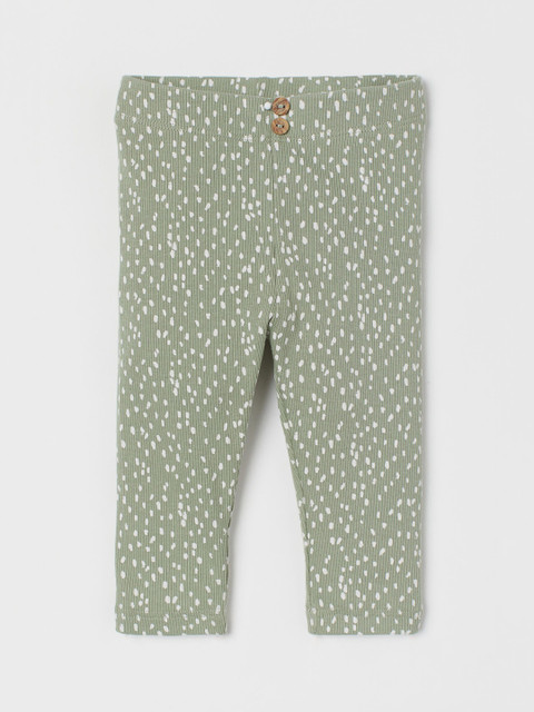 

H&M Girls Green Printed Ribbed leggings