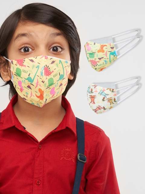 

Welspun Kids Pack Of 2 Printed 2-Ply Reusable Cloth Masks, Yellow