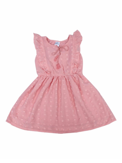 

Doodle Girls Peach-Coloured Self Design Fit and Flare Dress