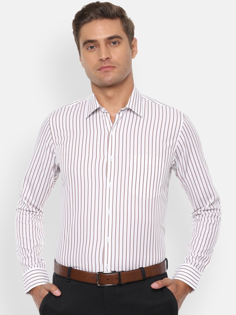 

Van Heusen Men White & Brown Slim Fit Striped Formal Shirt