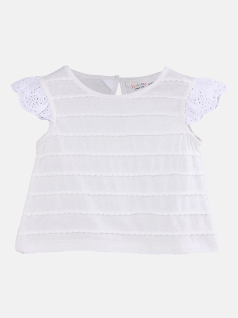

Beebay Girls White Regular Eyelet Ruffle Detail Top