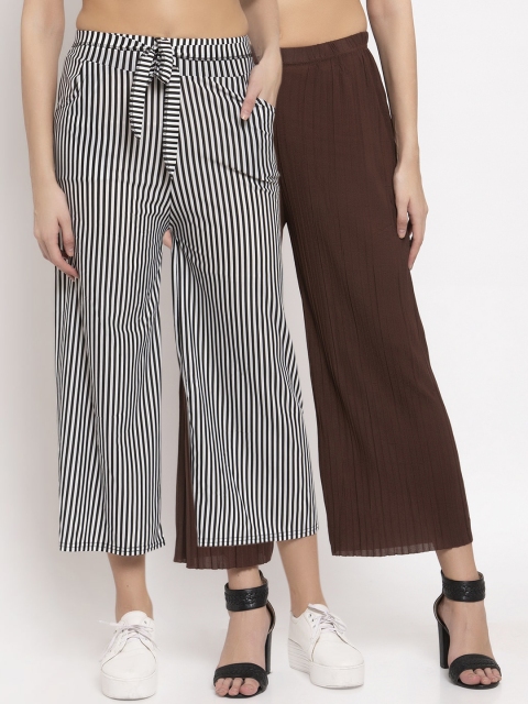 

KLOTTHE Women Pack of 2 Multicoloured Printed Wide Leg Palazzos, Multi