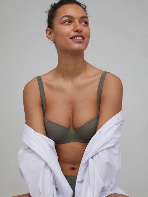 

H&M Women Green Padded Jersey Balconette Bra 0953854003