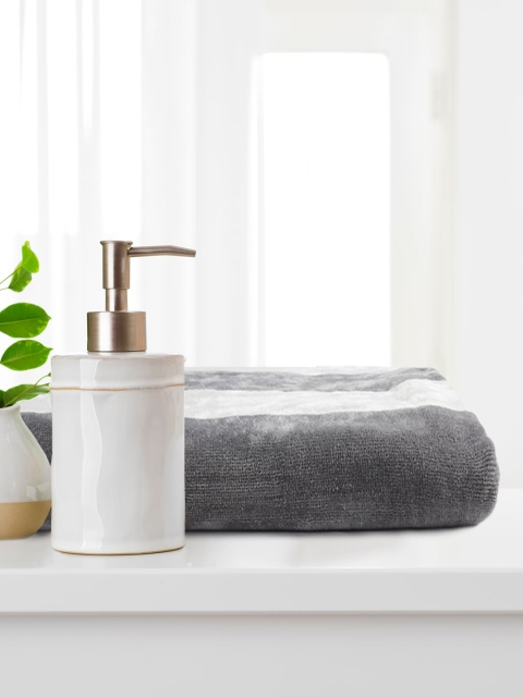 

Trident Navy Grey & White Striped 450 GSM Bath Towel