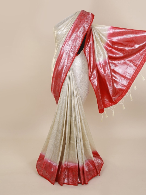 

Pothys White Pure Silk Woven Design Banarasi Saree
