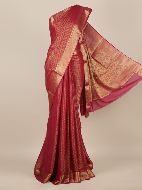 

Pothys Red Woven Design Pure Chiffon Saree
