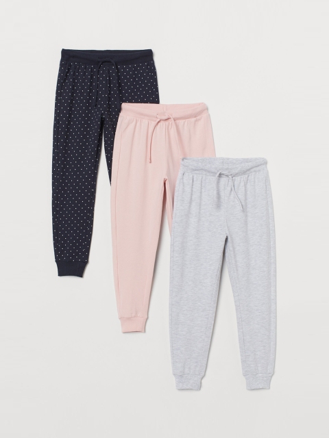 

H&M Girls 3-Pack Jersey Sustainable Joggers, Blue