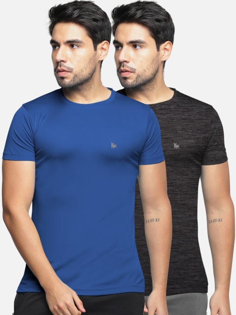 

BULLMER Men Pack of 2 Solid Dri-Fit Round Neck T-shirts, Grey
