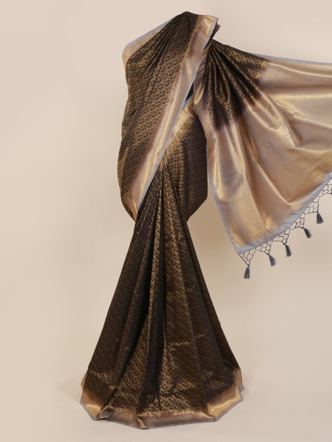 

Pothys Black & Gold-Toned Pure Silk Woven Design Saree