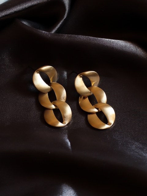 

Bellofox Gold-Toned Contemporary Matte Interlocks Drop Earrings