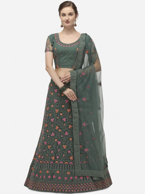 

Netram Green & Pink Embroidered Semi Stiched Lehenga & Blouse with Dupatta